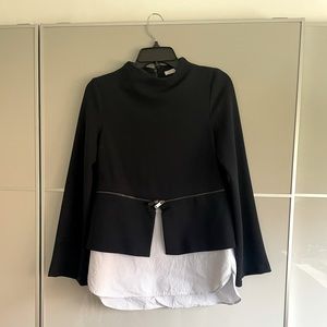 Zara blouse with underneath shirt Navy blue